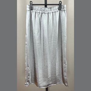 NEW Gap Skirt Womens Small gray satin pull on midi classic preppy holiday